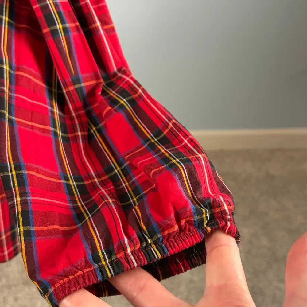 J.Crew Re-Imagined Tartan Plaid Ruffle Shoulder Cottagecore Blouse M